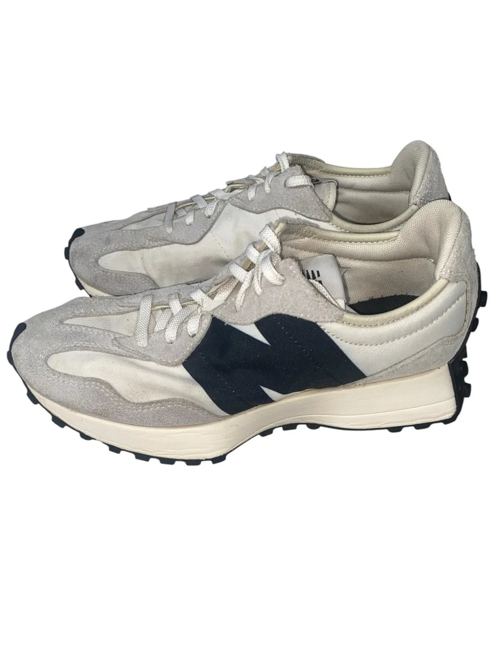 New Balance 327 Sea Salt Gray Black Size 8.5 Sneakers Lace Up Sporty WS327FE
